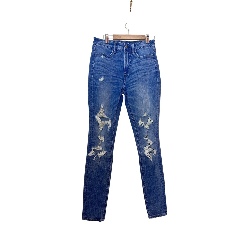 American Eagle The Dream Jean Super Skinny Distressed High Waisted Blue Size 2S